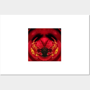 bright but scary a red and gold hibiscus study Posters and Art